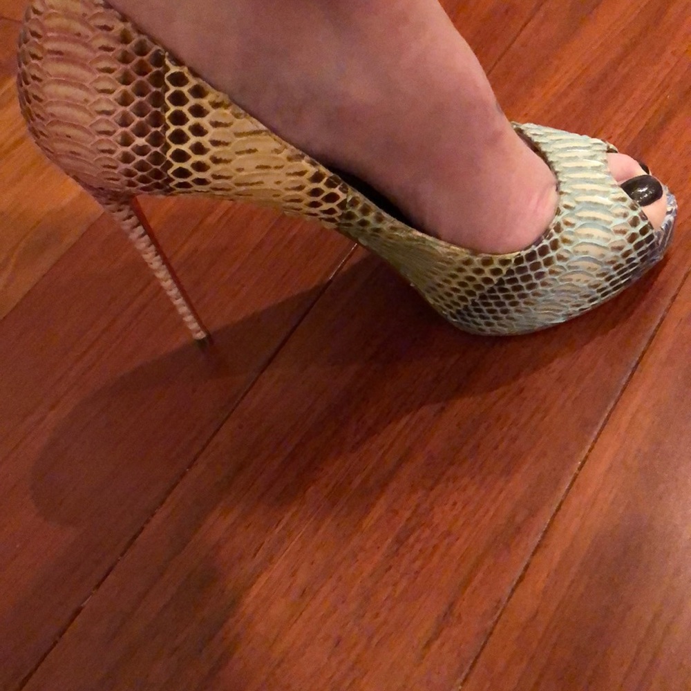 Christian Louboutin snake skin platform pump